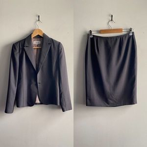 Calvin Klein charcoal grey one button blazer pencil skirt professional work suit